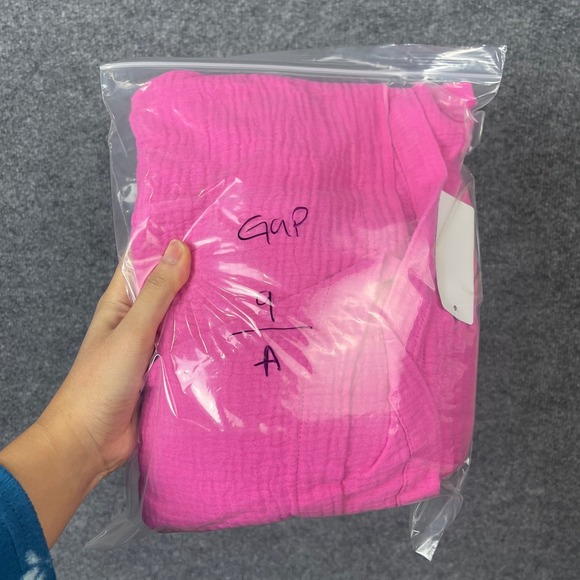 NEW $69 GAP Gauze Tiered Midi Dress Pink V Neck Short Sleeve Cotton XL - Picture 9 of 9